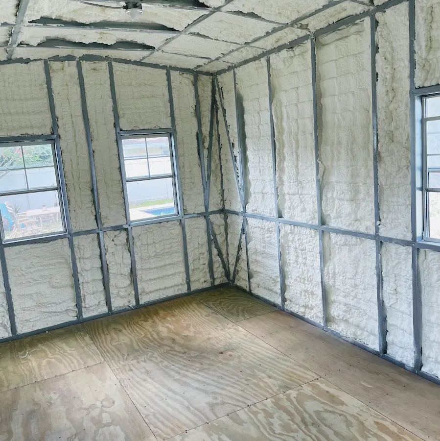Closed-cell spray foam insulation applied to wall cavities in a residential project in Mountain View